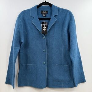 Vintage Requirements Wool Blazer Cardigan Teal S NWT Minimal